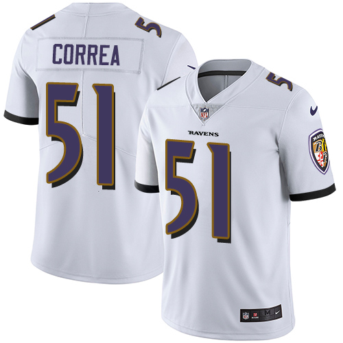 Nike Ravens #51 Kamalei Correa White Men's Stitched NFL Vapor Untouchable Limited Jersey - Click Image to Close